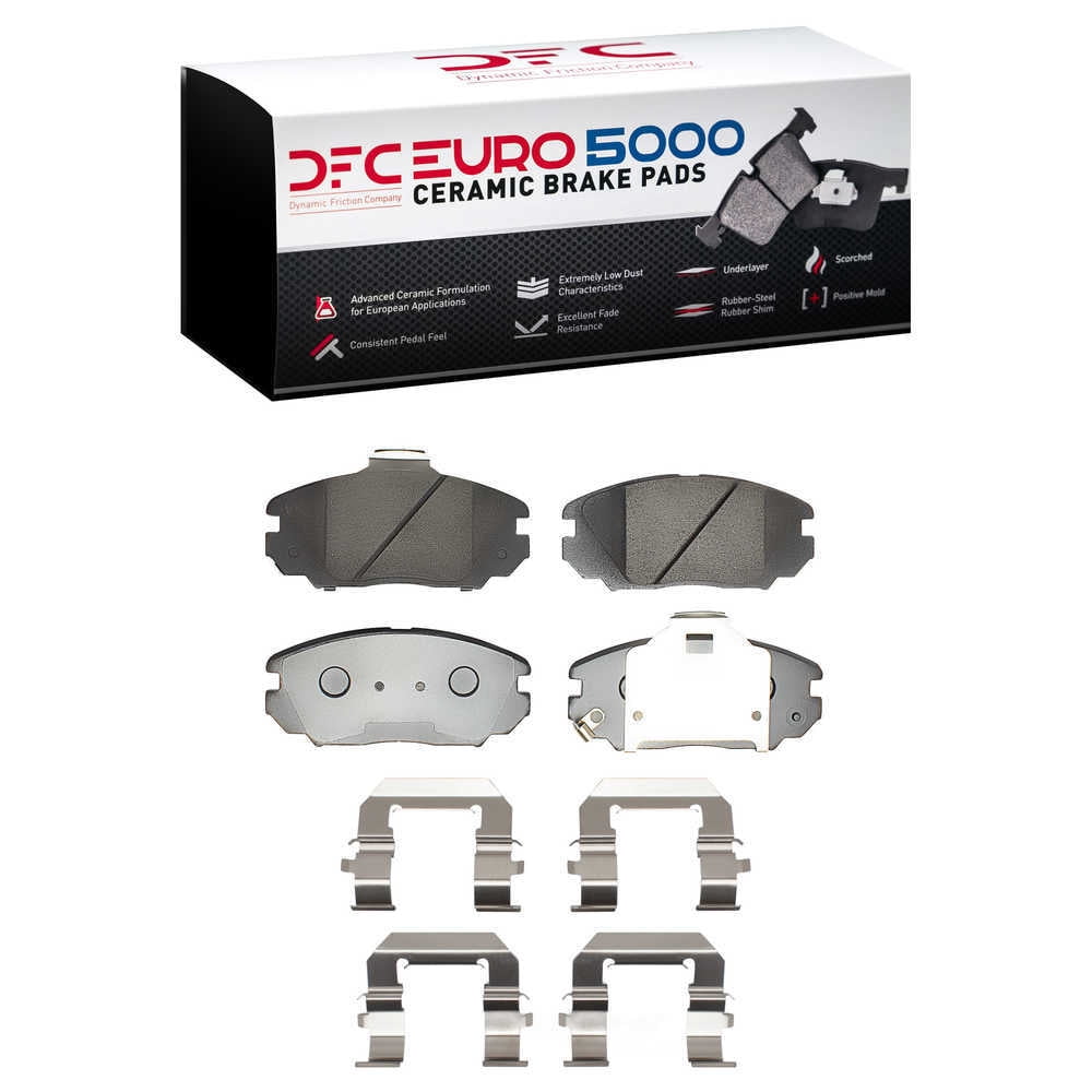Dynamic Friction Company 1600-1125-02 DFC EURO 5000 Ceramic Brake Pads and Hardware Kit