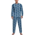 thumbnail image 1 of Pijama de tiburón abstracto de primavera de dos piezas con estampado animal colorido, conjunto de pijama cálido para hombre, ropa de dormir gráfica de manga larga para el hogar, 1 of 5