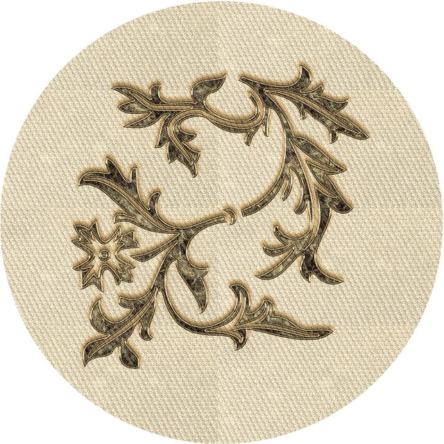 Ahgly Company Tapis Rond Lavable en Machine Intérieur Transitionnel Pérun Brun, 8 Pieds Rond