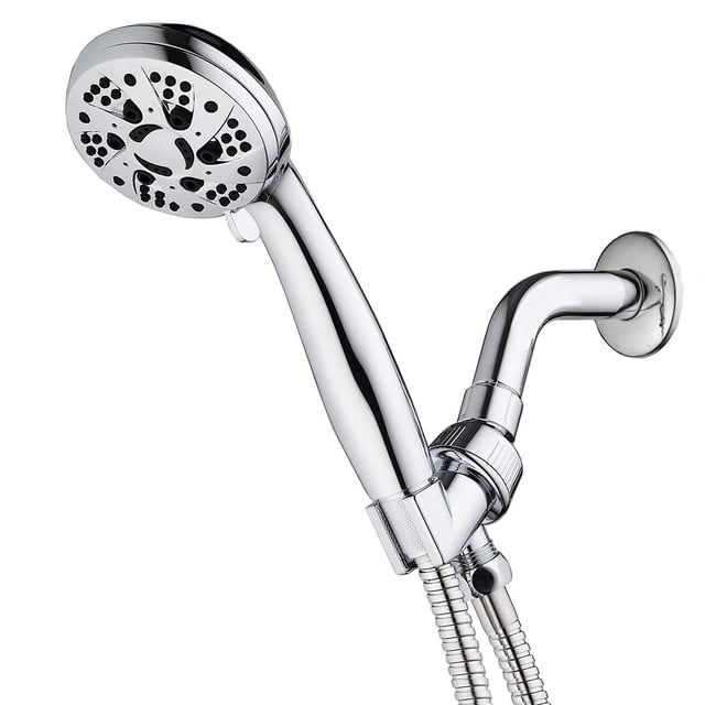 Ducha de mano cromada de alta presión de 3.5" con 6 ajustes y manguera Xemadio JQFLD001