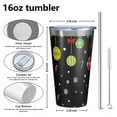 thumbnail image 4 of 16oz Tumblers Black Christmas Ornament Pattern Stainless Steel Vacuum Insulated Double Wall Travel Tumbler Cups Mug with Lid and Straw,Cleaning Brush for Coffee,Tea, 4 of 4