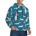 thumbnail image 2 of Fotbe Men's Hoodie with Festive Dachshund Fun Pattern - Kangaroo Pocket Pullover Hooded Sweatshirt, Perfect for Daily Wear, Travel, and Home-Small, 2 of 7