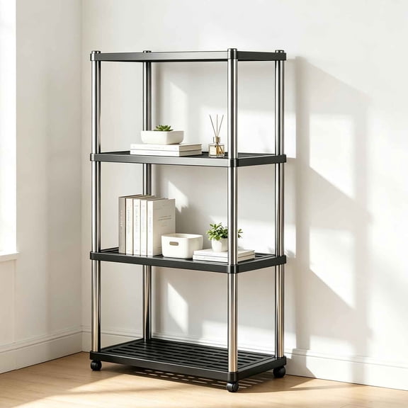 Bathroom Organizer Storage Rack, Multi Layer Floor Shelf For Kitchen Office And Bathroom, Sturdy Freestanding Storage Shelving