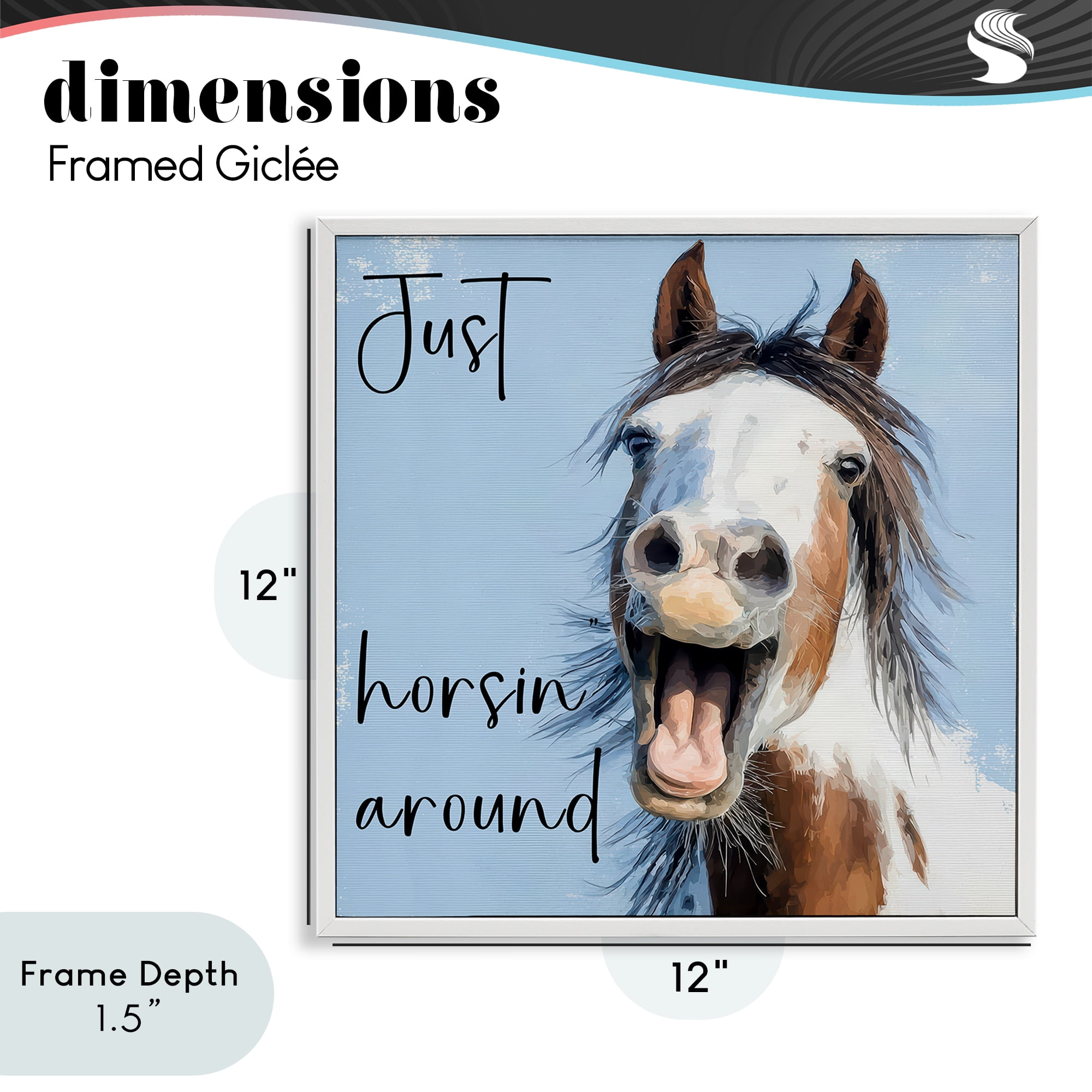 Stupell Industries Just Horsin' Around White Framed Giclee Art, design by Kim Curinga