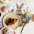 thumbnail image 4 of Kumdkd Easter Placemats Set of 4, 14.96in Round Bunny Print Table Mats with Lace Edge, Linen Seasonal Decor for Spring, Summer, and Holiday Dining Table Decorations, 4 of 6