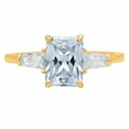 thumbnail image 2 of 1.5 ct Emerald Cut Natural Swiss Blue Topaz Three-Stone Engagement Ring for Women in 18K Yellow Gold, 2 of 2