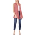 thumbnail image 4 of Women's Sleeveless Long Body Open Draped Front Solid Cardigan Vest S-3XL, 4 of 5
