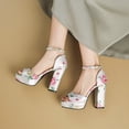 thumbnail image 6 of SACFOF Womens Chunky Block High Heel Peep Open Toe Platform Sandals Ankle Strap Buckle Dress Shoes Prom Party 4.33 Inches Heels, 6 of 6