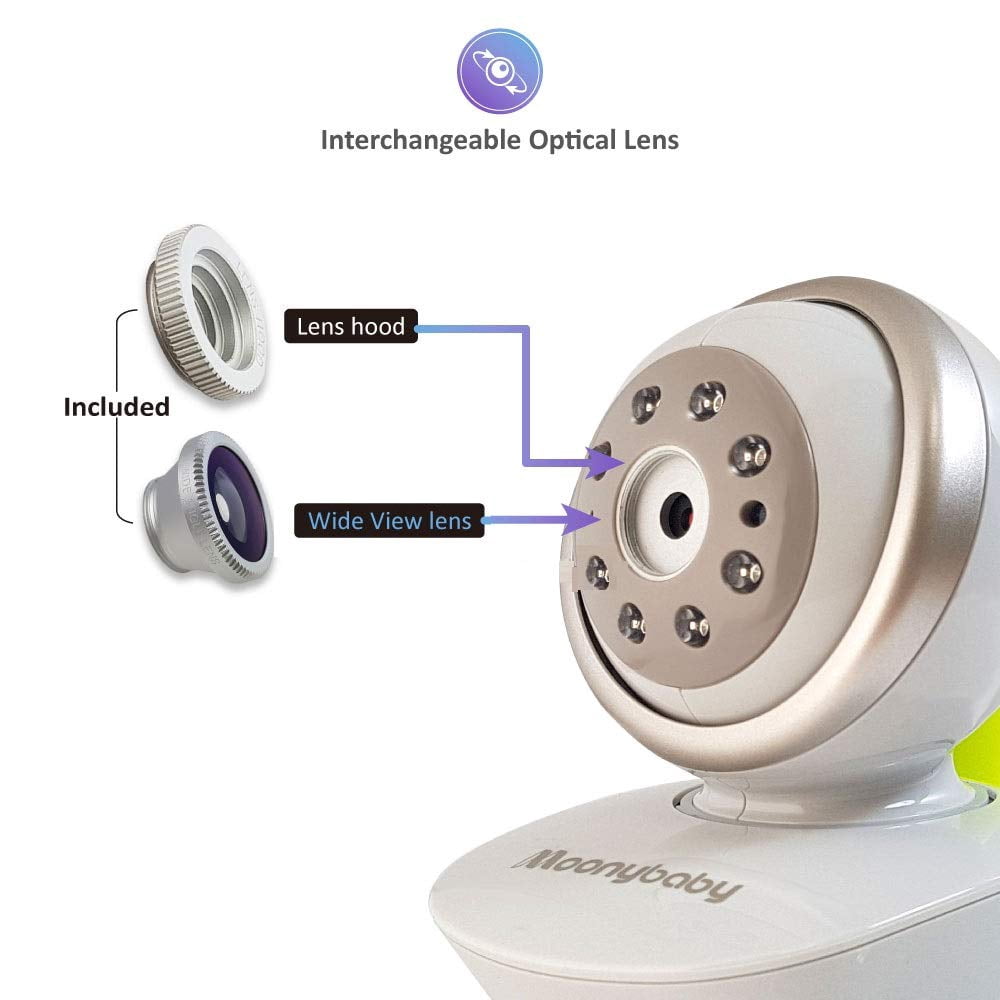 Moonybaby 50" Video Baby Monitor with 2 Cameras, Split Screen, White
