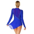 thumbnail image 2 of ZDHoor Women's Figure Ice Skating Dress Long Sleeve Shiny Rhinestones Roller Skating Lyrical Dance Costume Royal Blue L, 2 of 7