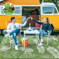 thumbnail image 4 of Aonewoe Outdoor Plastic Straw Rug 6x9 Waterproof Patio Rug Reversible Indoor Outdoor Rugs Outside Carpet for RV, Picnic, Backyard, Deck, Balcony, Porch, Beach, White & Light Green, 4 of 10