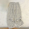 thumbnail image 4 of Bibifish Womens Pants Black Wavy Stripe Print Fuzzy Elastic Waist Loose Leg Pants Fit Casual Home Wear Daily Errands Cozy Stylish Pj Pants, 4 of 6