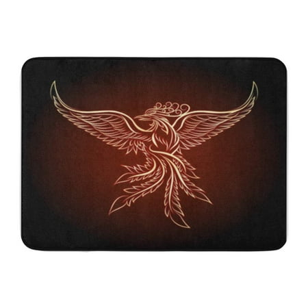 Phoenix Bird Tattoo (LADDKE Red Bird Phoenix Emblem Drawn in Tattoo Orange Fire Doormat Floor Rug Bath Mat 23.6x15.7)