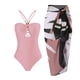 thumbnail image 1 of MKLEKYY Trajes De Baño Mujer Short Women 1 Piece Swimwear+1 Piece Cover Up Two Piece Vintage Print Swimsuit Monokini Bikini 2 Piece Swimsuits Two Piece Tankini Set 1037, 1 of 2