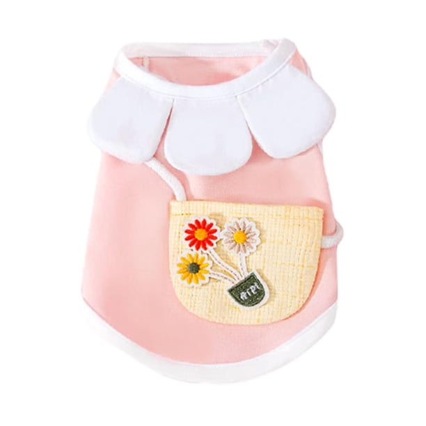 Ropa Para Mascotas, Ropa Para Perros Con Cuello De Pétalo, Mochila Con Estampado De Margaritas Pequeñas, Chaleco Para Perros Para Primavera Y Otoño Minnieouse PT002612-09