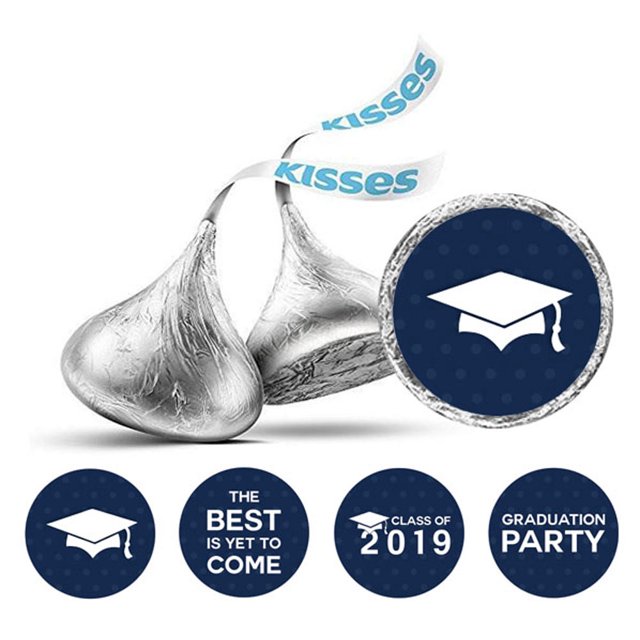 Darling Souvenir Candy 190 Pcs Graduation Theme Stickers DIY Chocolate Labels-Navy Blue