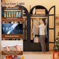 thumbnail image 3 of 71"H Arched Armoire Wardrobe Closet for Bedroom w/ Glass Door & LED Sensor Light, Wooden Wardrobe Closet Clothing Storage Cabinet w/1 Drawer & Hanging Rod, 3 of 10
