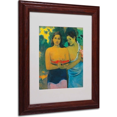 Trademark Fine Art "Two Tahitian Women 1899" Canvas Art by Paul Gauguin, Wood Frame