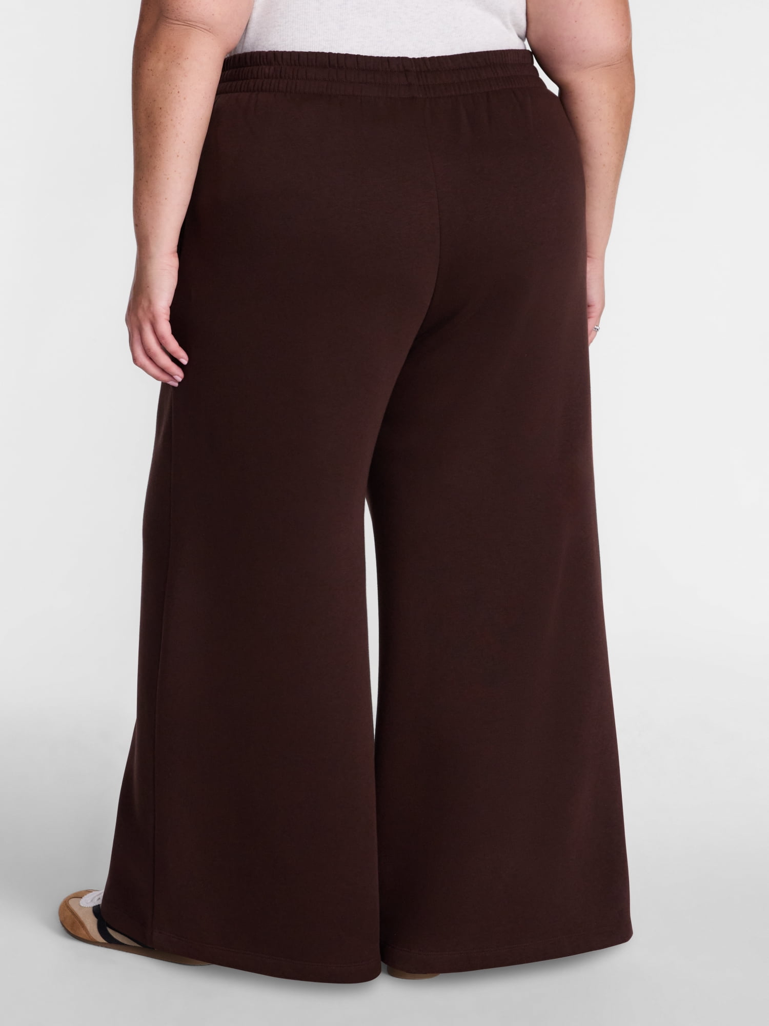 Terra & Sky Women's Plus Fleece Wide Leg Sweatpants, Sizes 0X-5X
