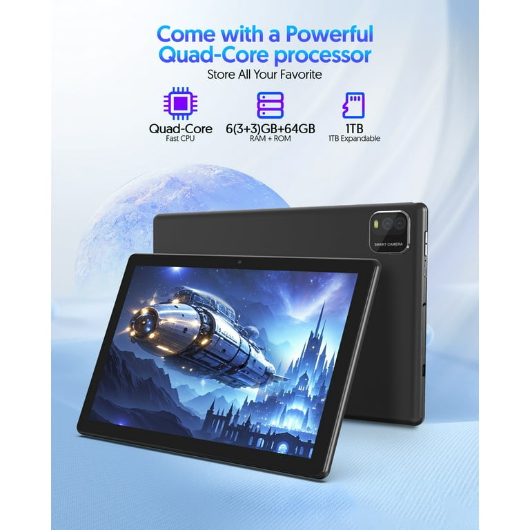 FITIFUN 10.1 inch Android 14 Tablets with Keyboard, 6GB RAM 64GB