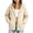 Khaki, variant on Women's Full Zip Up Hoodies Relaxed Fit Long Sleeve Sweatshirt Jackets with Chest Flap Pockets and Drawstring Casual Fall Fashion Outerwear Trendy Lounge Tops