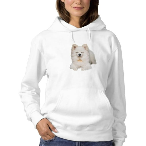 Pomeranian Dog Sitting Hoodie Women -SPIdeals Designs, Female 5X-Large