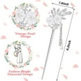 thumbnail image 2 of 2 Pieces Rhinestone Pearl Flower Hair Stick Vintage Chinese Hair Chopsticks Vintage Tassel Hair Pin Chignon Pin Chopsticks Hair Styling Hair Making Accessories for Women (Silver), 2 of 5