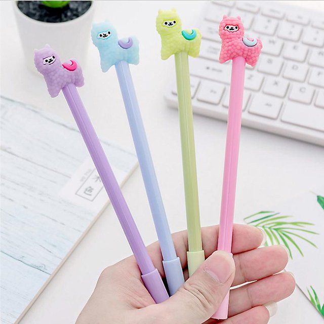 4pcs Cartoon Animal Alpaca Pen Neutral Pens Kids Stationery Gifts for School Office Writing Supplies(0.5 Mm)