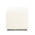 thumbnail image 2 of Puff Ottoman Benzara Lev Cuadrado Cubo con Silueta y Piel Sintética Blanca, 2 of 5