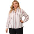 thumbnail image 4 of Women's Plus Size Shirts Stripe Printed Button Up Work Shirt Red White 4X, 4 of 7