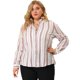 thumbnail image 4 of Women's Plus Size Shirts Stripe Printed Button Up Work Shirt Red White 3X, 4 of 7