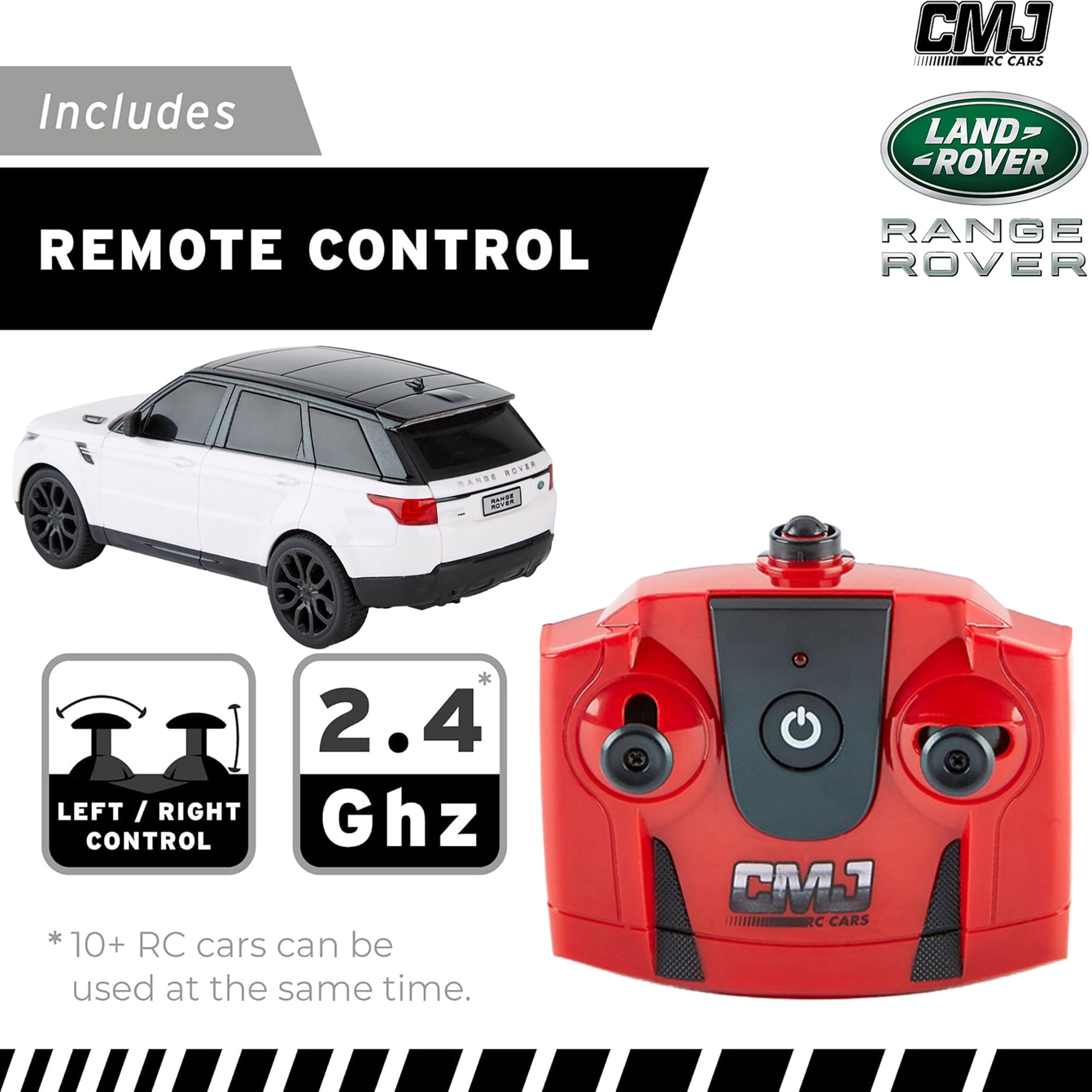 CMJ RC Cars: Range Rover - White - 1:24 Scale, Remote Control Radio SUV Vehicle, 2.4 Ghz, LED Headlights, Indoor-Outdoor Racing Toy, Licensed Model
