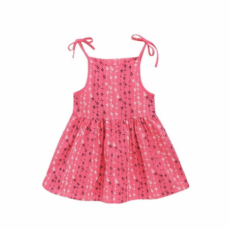 

DNDKILG Baby Toddler Girls Summer Dresses Square Neck Sundress Sleeveless Striped Dress Multicolor 9M-4Y 90