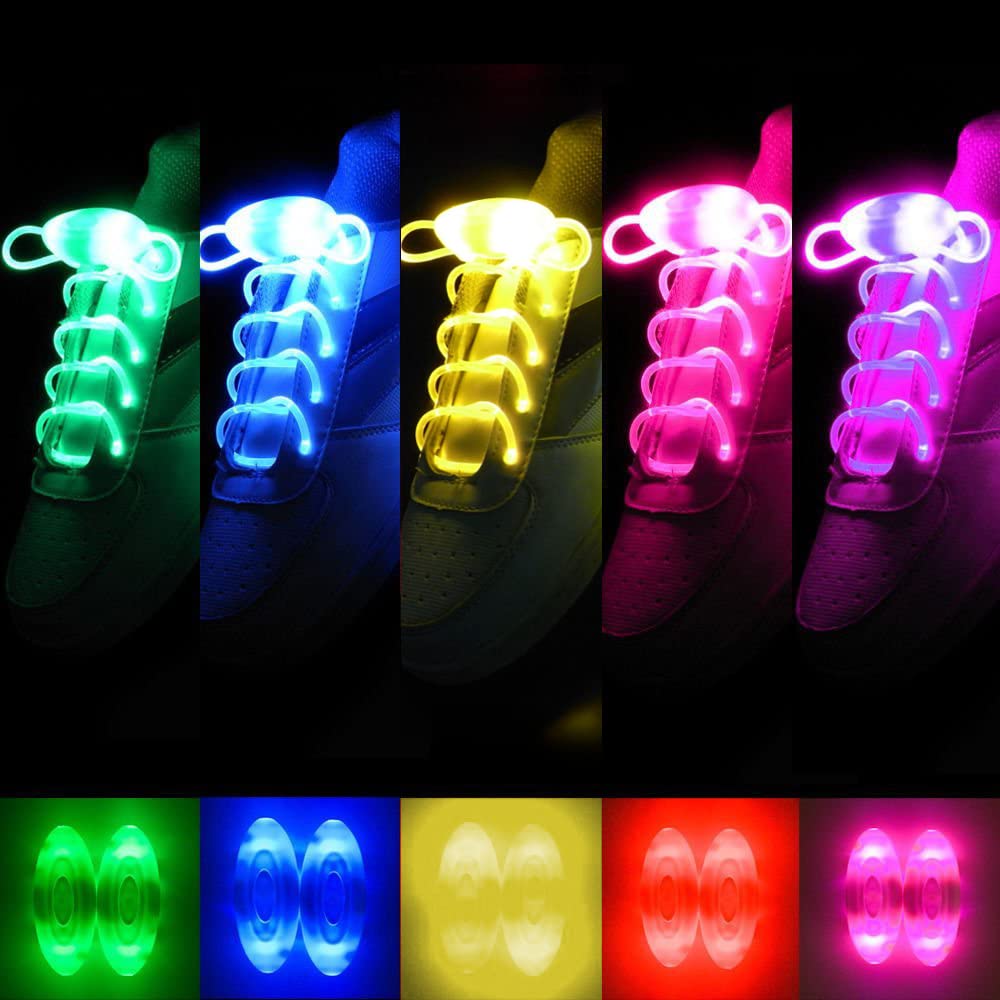 IC ICLOVER 5 Pairs Waterproof Luminous LED Shoelaces Fashion Light up Casual Sneaker Shoe Laces Disco Party Night Glowing Shoe Strings - image 4 of 9