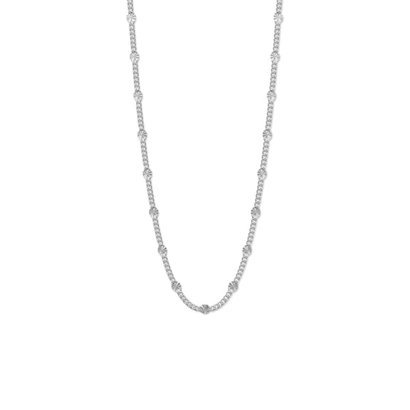 925 Sterling Silver Sun Disk Dapped Curb Chain Necklace 2mm Has Links Creating a 4mm Lobster Clasp Closure 20 Inch Chain