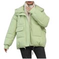 thumbnail image 2 of Black and Friday Clothing Sales Idoravan Women's Quilted Puffer Coat,Women's Fall and Winter Long Sleeved Warm Cotton Jacket Bread Mint Green XXXL, 2 of 6