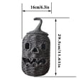 thumbnail image 3 of Halloween Tall Cylindrical Black Woven Jack-O-Lantern Storage Basket with Curly Vine Stem Lid Hollow Handwoven Pumpkin Ornament Rustic Decor for Mantel Tiered Tray Farmhouse Party, 3 of 6