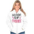 thumbnail image 3 of Breast Cancer Her Fight Pink Ribbon Womens Plus Size Graphic Zipper Hoodie Brisco Brands 2X, 3 of 5
