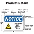 thumbnail image 2 of (2 Pack) Explosive Gas Do Not Open OSHA Notice Sign 18 Inch X 12 Inch Indoor / Outdoor Rust-Free Aluminum Metal Signs for Workplace, Workshop, and Construction Site, Made in the USA, 2 of 8