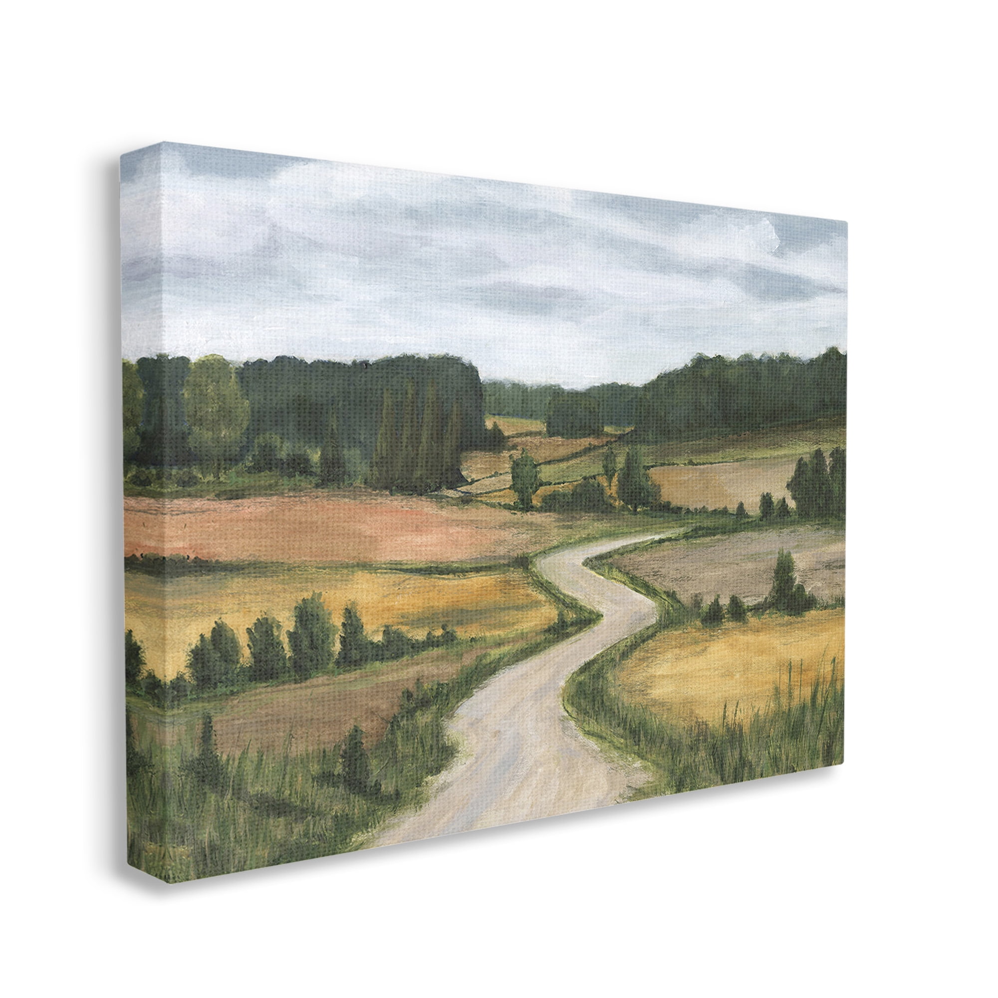 Stupell Industries Waning Rural Rode Landscape Painting Gallery Wrapped Canvas Art Print Wall Art, 20 x 16