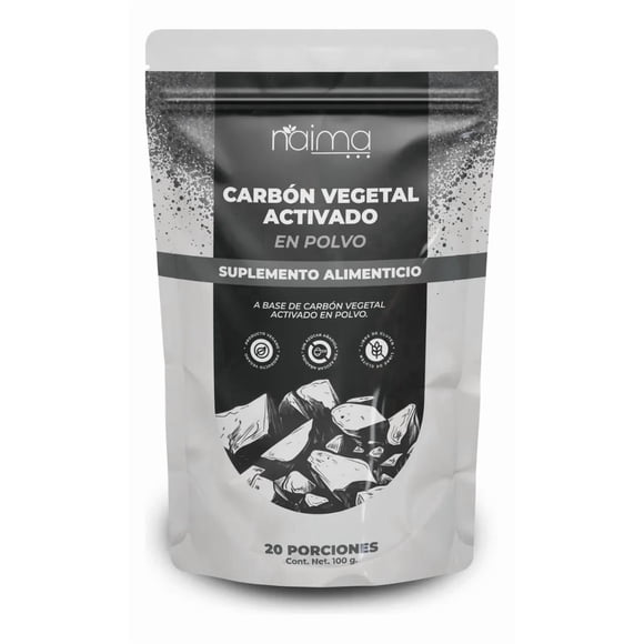 Carbón Activado Vegetal 100 g Naima Vegano Sin Aditivos Alta Pureza Suplemento Alimenticio