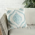 thumbnail image 4 of Nikki Chu by Jaipur Living Cymbal Indoor/ Outdoor Geometric Teal/ Cream Poly Fill Pillow (18" Square), 4 of 4