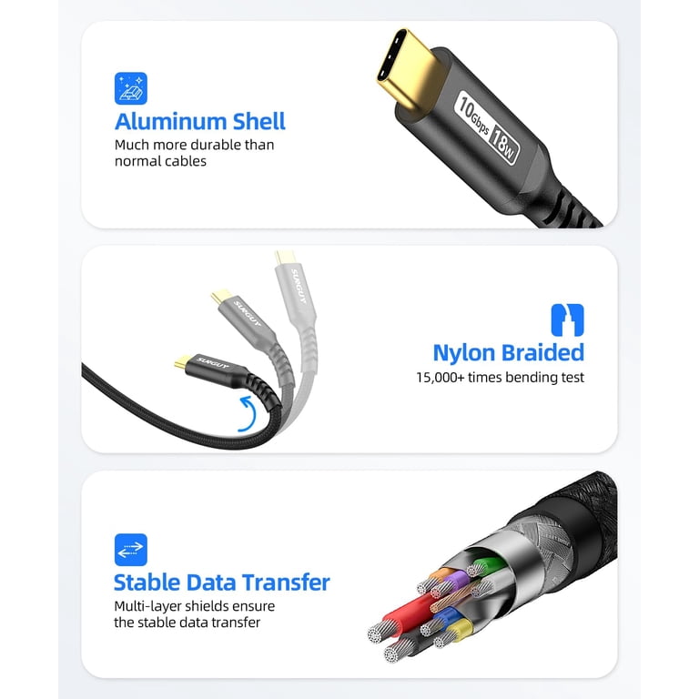 SUNGUY Cable de datos USB C, 1.5 m 10 Gbps USB 3.1 Gen 2 cable de datos y cable de carga compatible con Android Auto, Galaxy S22, SSD, Huawei P30/P20, rojo Xiaomi SUNGUY Cable de datos USB C, 1.5 m 10 Gbps USB 3.1 Gen 2 cable de datos y cable de carga compatible con Android Auto, Galaxy S22, SSD, Huawei P30/P20, rojo Xiaomi