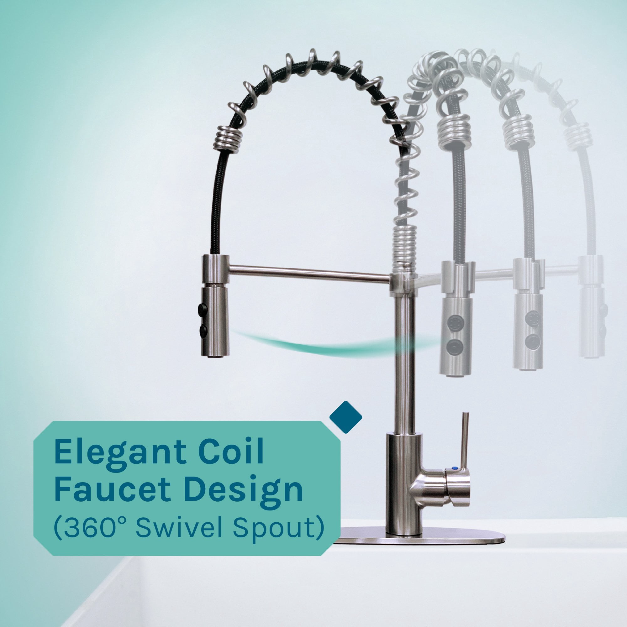 Tehila Whie 19 Gallon Utility Sink with High-Arc Stainless Steel Coil Pull-Down Faucet
