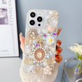 thumbnail image 2 of Decase case For iPhone XR,3D Luxury Handmade Girls Phone Case Pearl Pendant Sparkle Shinning Flower Rhinestone Crystal Diamond Cover Case, silver, 2 of 3