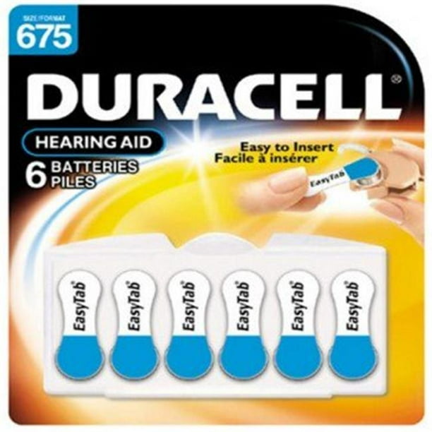 Duracell EasyTab 675 Zinc Air Hearing Aid Batteries 600mAh 6 Piece