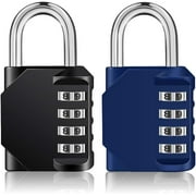 ZHEGE 2 Pack Combination Lock for Locker, 4 Digit Combination Padlock for School, Gym, Employee Locker, Outdoor, Fence (Black & Blue)