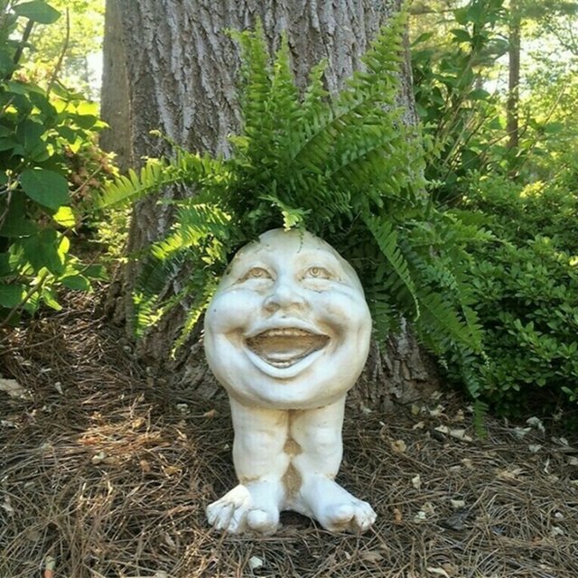 CAROOTU The Face Statue Planter Resin Funny Face Figurine Plant Pot Creative Art Spring Decorations Desktop Organizer