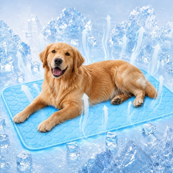 Cooling Mat, Self-Cooling Dog Mat (Grey, L(27.55'' X 21.65'')) | Washable, Portable, Non-slip, Waterproof for Car, Floors, Bed, Sofas, Kennels, Indoor & Outdoor