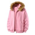thumbnail image 4 of Unisex New Leisure Hooded Faux Fur Collar Hoodie Jacket - Pink M, 4 of 5